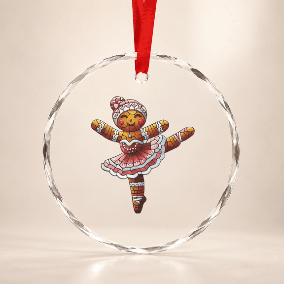 Ballet Dancer Gingerbread Christmas Dance Teacher Glass Ornament