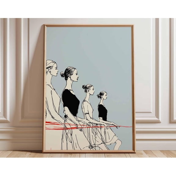 Ballet Dancer Line Art Wall Art, Unframed Paper Poster 24x36in