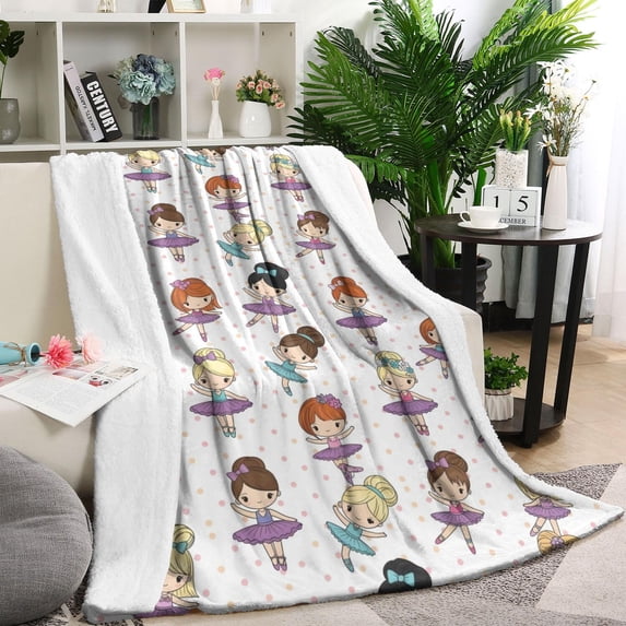 Ballet Dancer Princess Pattern Blanket,Comfortable Soft Flannel Throw Blanket,All Season,Warm Lightweight Blankets for Sofa Bed Couch Living Room Chair,40"x50"