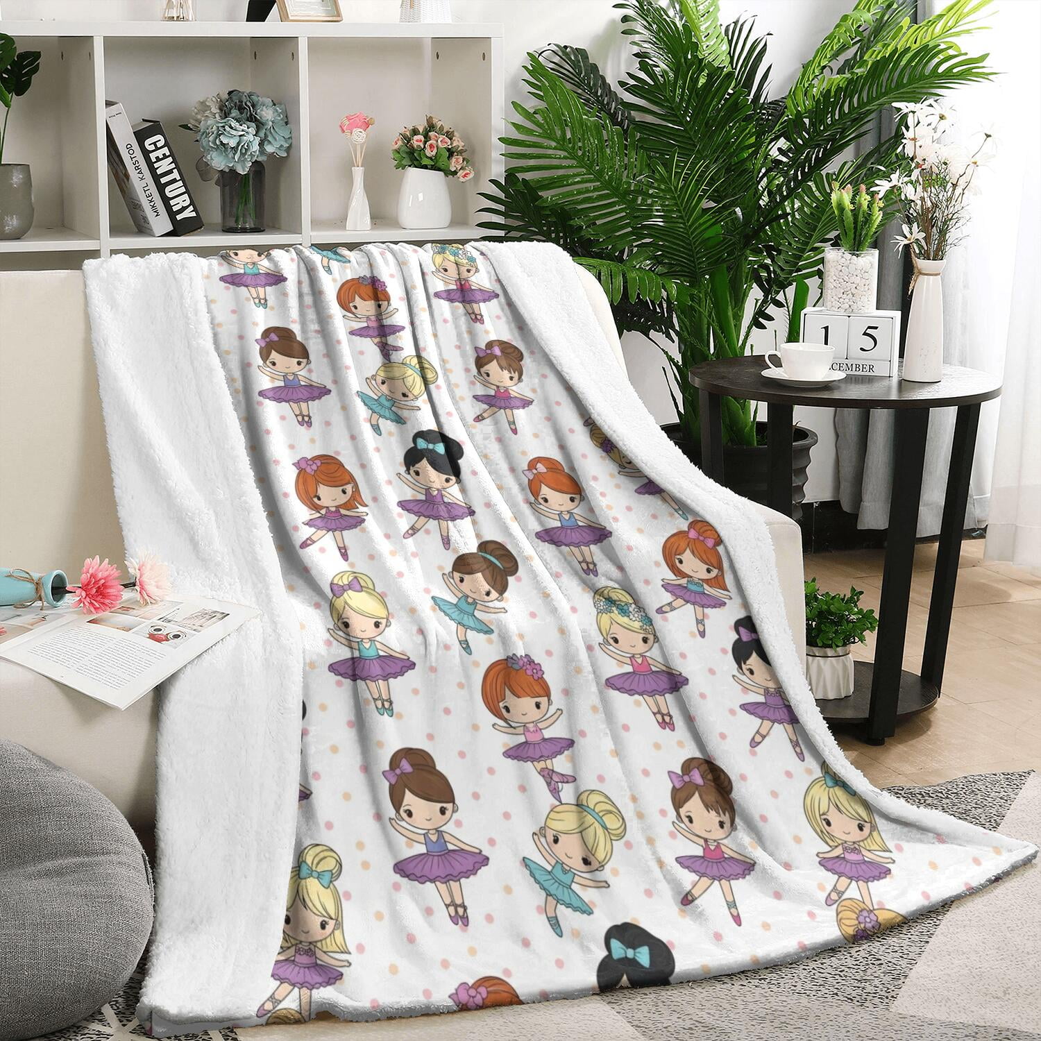 Ballet Pattern Print Hooded Blanket