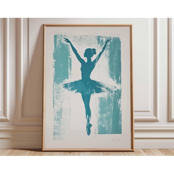 Ballet Dancer Silhouette Wall Art Print, Unframed Paper Poster 8x10in