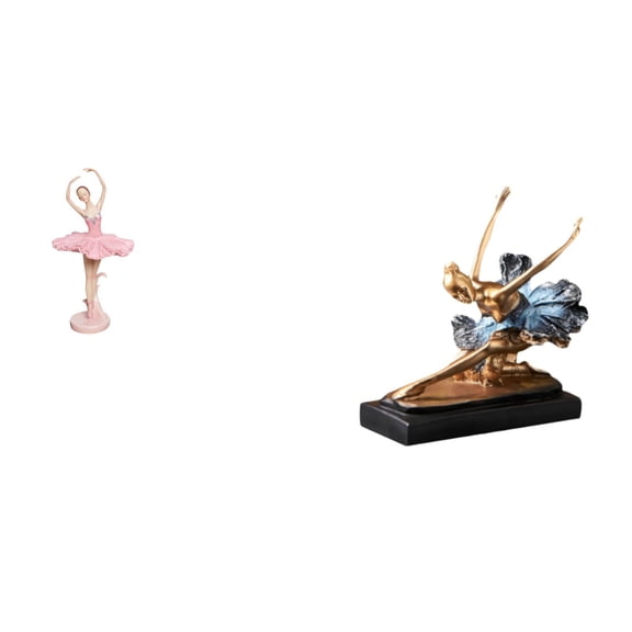 Ballet Dancer Statue Girl Sculpture Ornamental Resin Material Lifelike Posture Suitable for Study Room Bookshelf