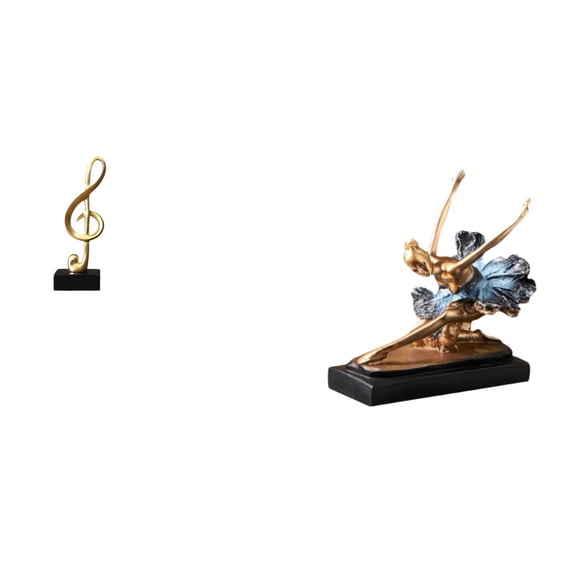 Ballet Dancer Statue Music Note Sculpture Desktop Figurine Resin Artistic Centerpiece for Girls Living Room Desk