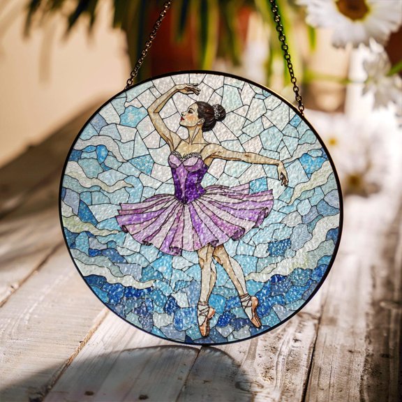 Ballet Dancer Suncatcher, Glass Window Decor, Dancer Decor, 3.5 in