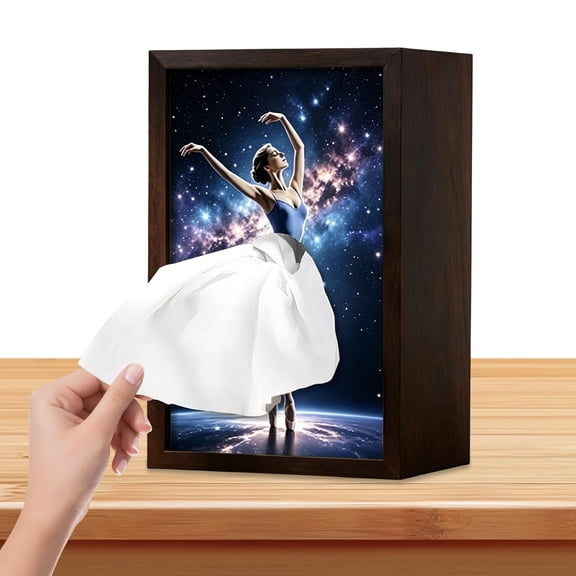Ballet Dancer Tissue Box Decorative Dancing Figure Facial Tissue Dispenser Wooden Ballerina Tutu Skirt Holder Cover Container Gifts for Girls