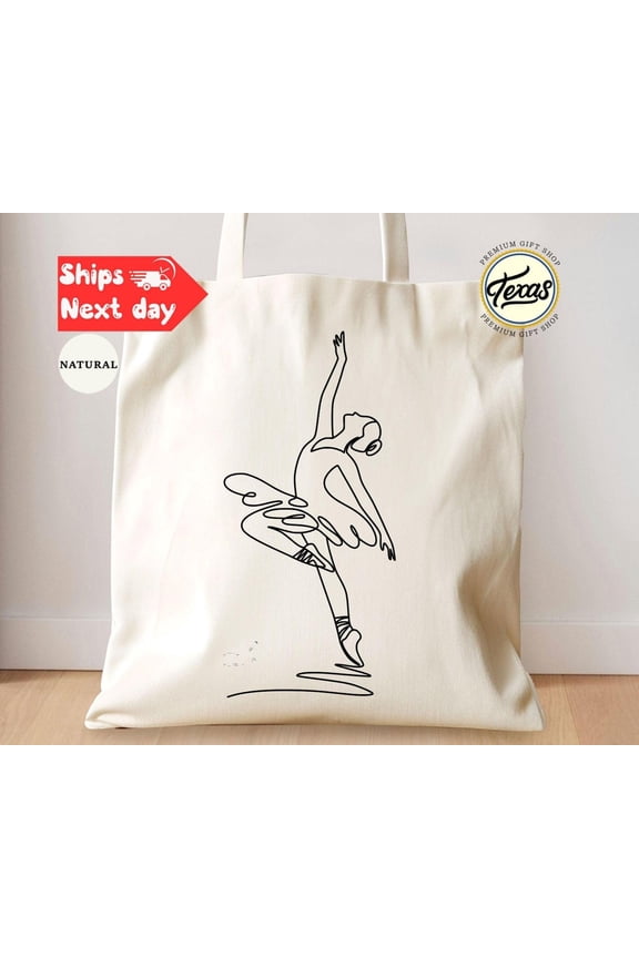 Ballet Dancer Tote Bag, Dance Teacher Gift, Heavy Cotton Canvas