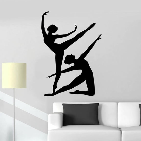 Ballet Dancer Wall Decal Girls Silhouette Dancing Vinyl Wall Sticker Girls Kids Bedroom Home Decor School Classroom Mural 42x30cm