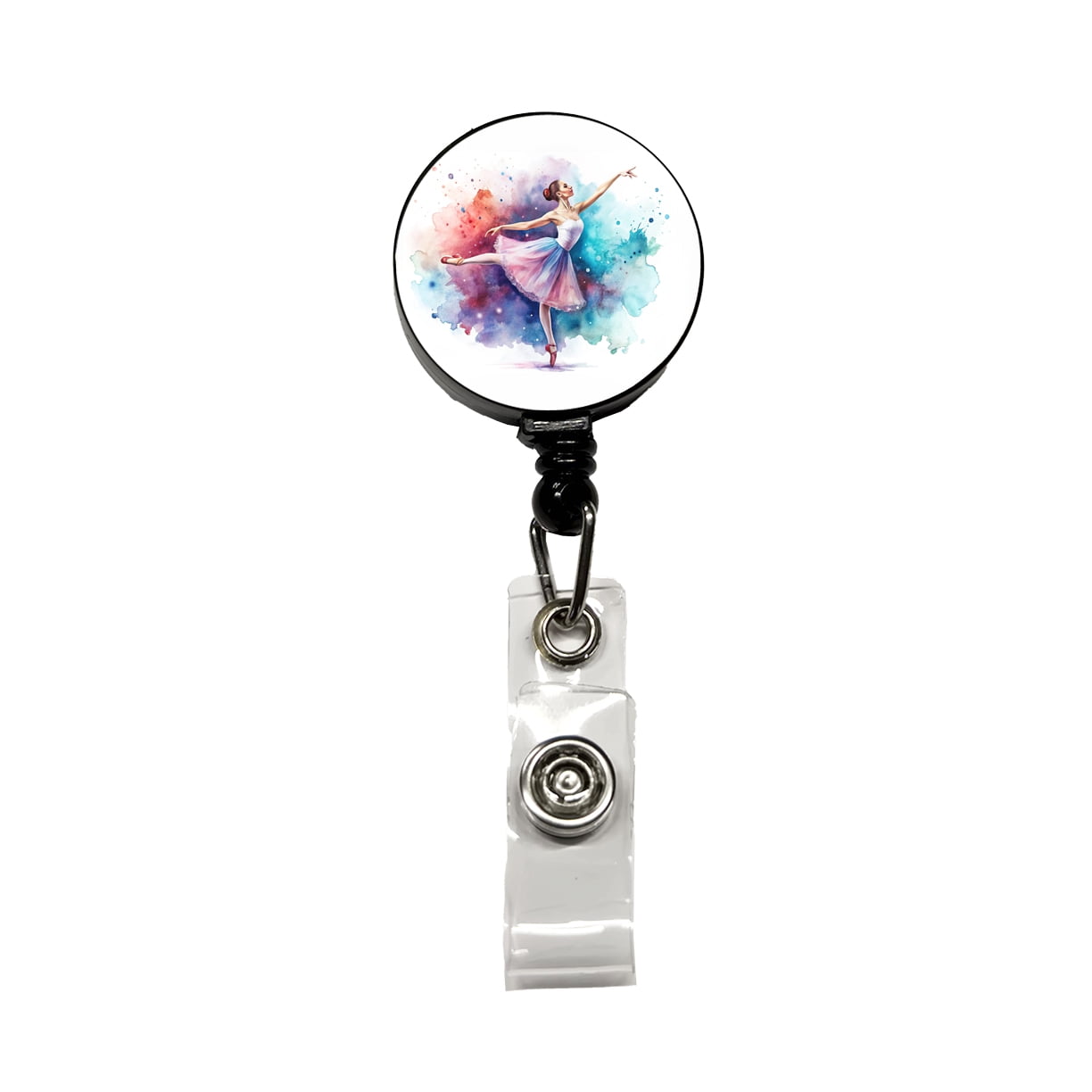 Ballet Dancer Watercolor Retractable Reel ID Badge Key Card Name Tag ...