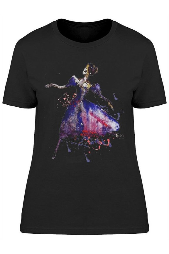 Ballet Dancer Watercolored T-Shirt Women -Image by Shutterstock, Female XX-Large