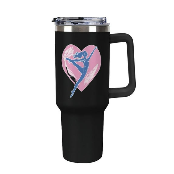 Ballet Dancer Yoga Fitness Tumbler with Handle and Straw 40 oz Stainless Steel Leakproof Travel Coffee Mug Car Cup Vacuum Water Bottle 40oz