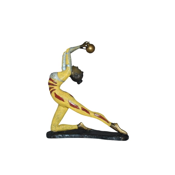 Nifao Ballet Dancer with a Ball Bronze Statue, Home Office Decor Sculpture, 12"L x 6"W x 14"H