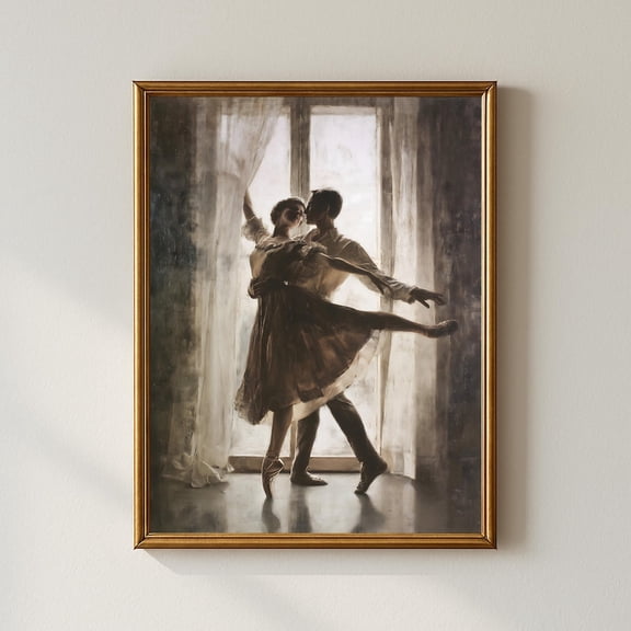 Ballet Dancers In Embrace Wall Art Print, Unframed Paper Poster 8x10in