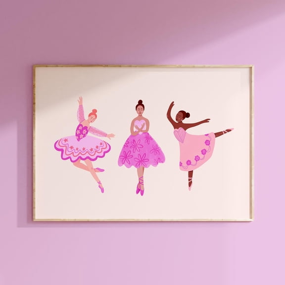 Ballet Dancers Landscape Wall Art Print, Unframed Paper Poster 8x10in