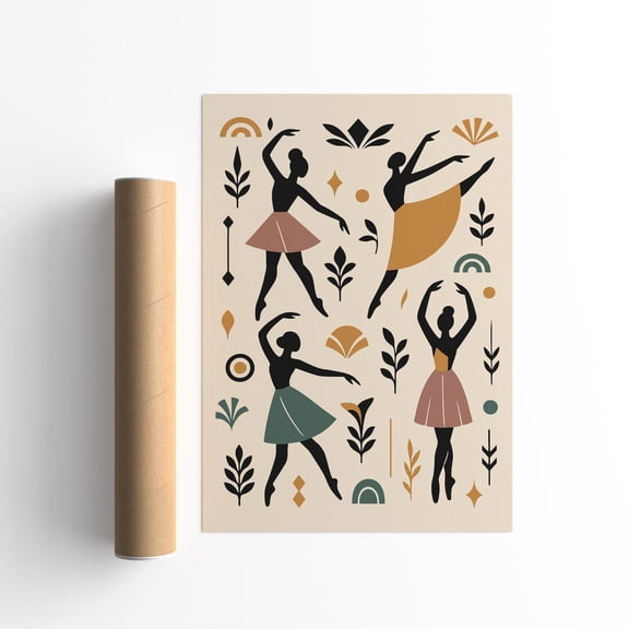 Ballet Dancers Modern Minimalist Dance Wall Art Poster, Unframed Paper Poster 16x20in