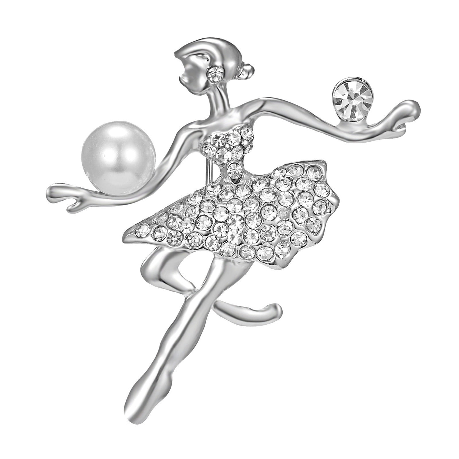 Ballet Dancing Girl Brooch Elegant Dance Skirt Pin Ladies Lighting