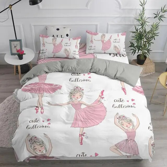 Ballet Dancing Girls King Duvet Cover Lovely Little Ballerinas Bedding
