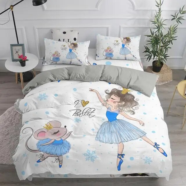 Ballet Dancing Girls King Duvet Cover Lovely Little Ballerinas Bedding