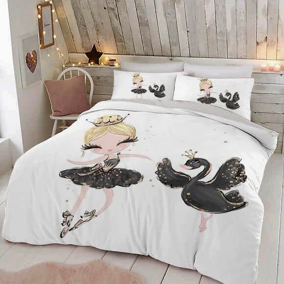 Ballet Dancing Girls King Duvet Cover Lovely Little Ballerinas Bedding