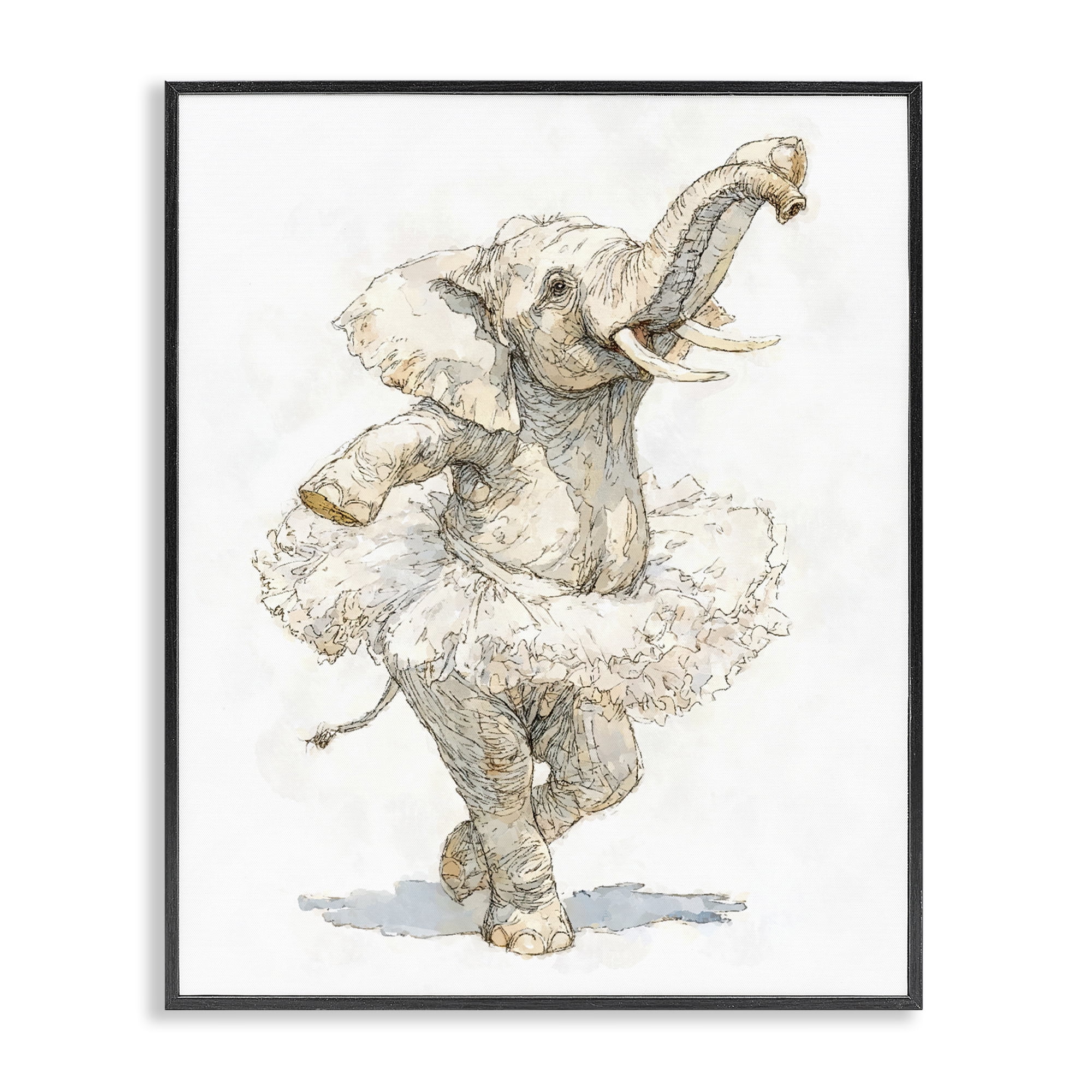 Ballet Elephant Tutu Black Framed Giclee Art, design by Ziwei Li