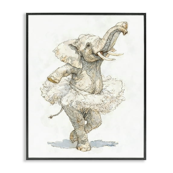 Ballet Elephant Tutu Black Framed Giclee Art, design by Ziwei Li