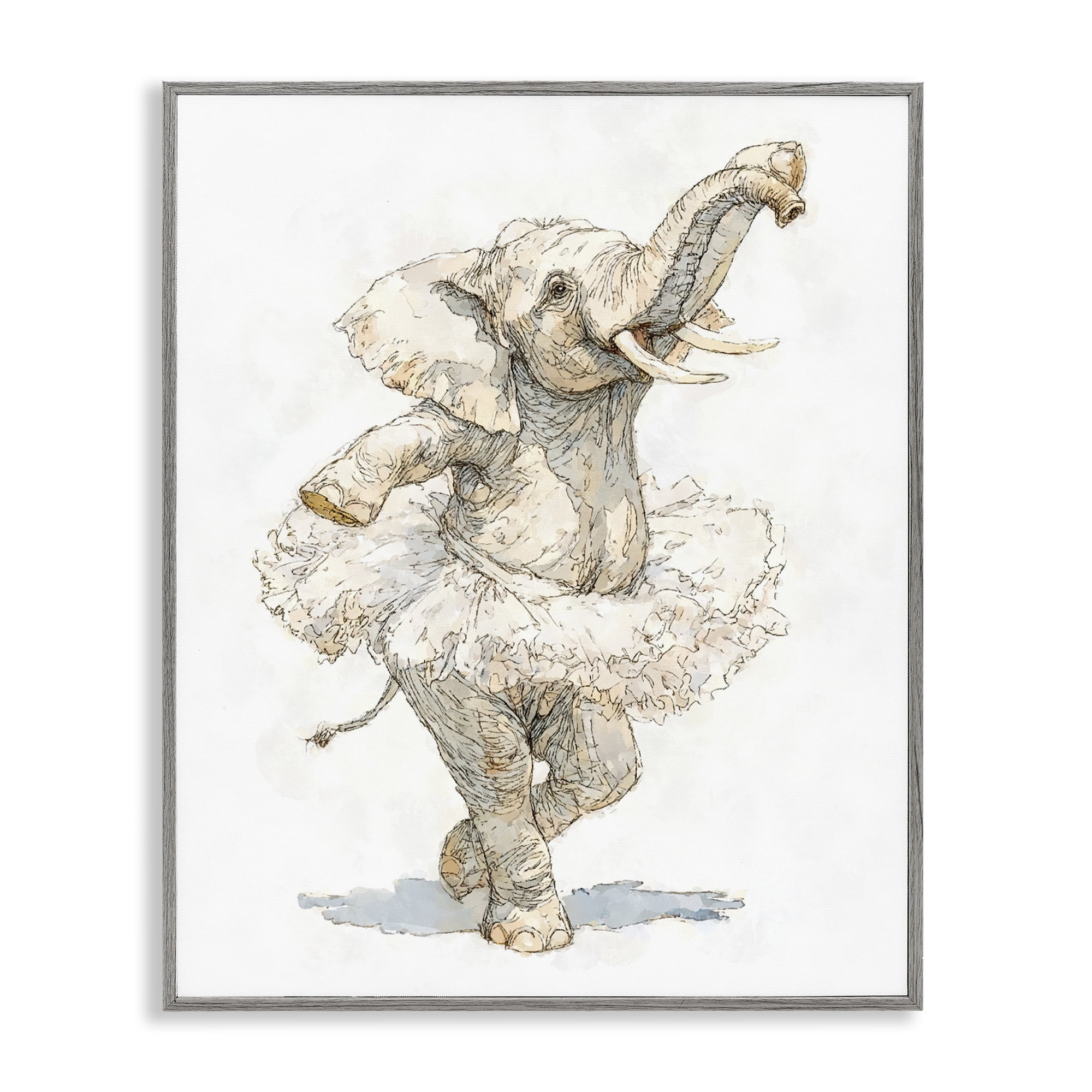Ballet Elephant Tutu Gray Framed Giclee Art, design by Ziwei Li