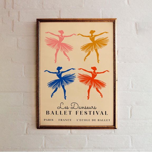 Ballet Festival Art Print: Colorful Retro Dance Poster, UNFRAMED PAPER POSTER