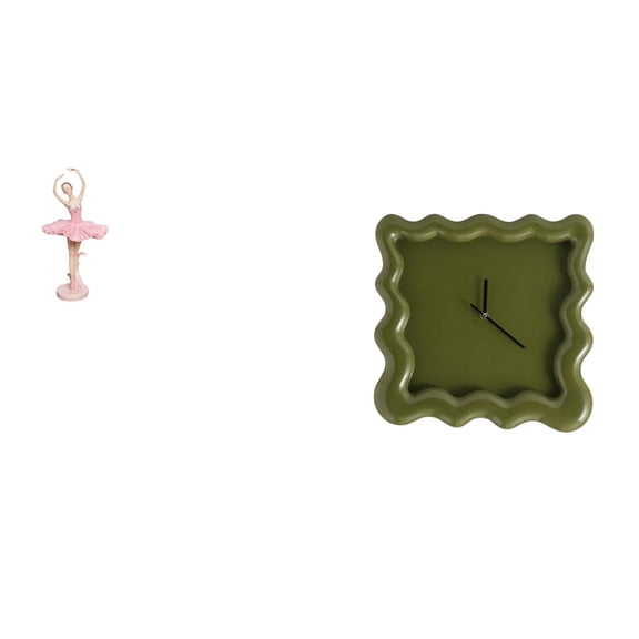 Ballet Figurine Wall Clock Girl Sculpture Smooth Resin Creative Design for Living Room Bedroom
