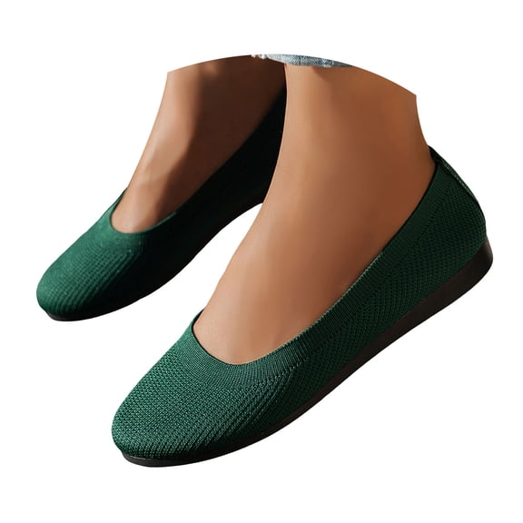 Ballet Flat Dress Shoes for Women 2025 Fashion Casual Knit Round Toe Slip on Low Wedges Comfort Walking Heels
