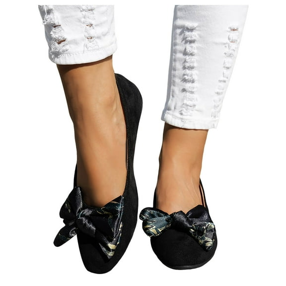 Ballet Flat Dress Shoes for Women 2025 Trendy Casual Suede Leopard Bow Low Heel Bride Wedding Slip on Walking Loafers