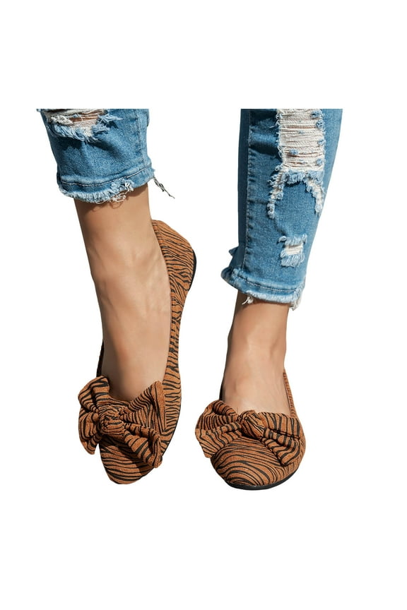 Ballet Flat Dress Shoes for Women 2025 Trendy Casual Suede Leopard Bow Low Heel Bride Wedding Slip on Walking Loafers