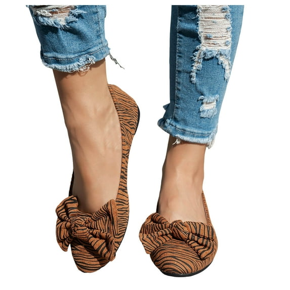 Ballet Flat Dress Shoes for Women 2025 Trendy Casual Suede Leopard Bow Low Heel Bride Wedding Slip on Walking Loafers