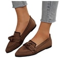 thumbnail image 1 of Ballet Flat Shoes for Women Fashion Print Bowknot Pointed Toe Knit Mesh Slip on Loafers Casual Lightweight Walking Shoes Brown Size 9, 1 of 6