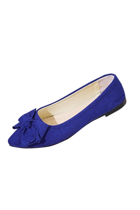 Ballet Flats Shoes for Women Bowknot Round Head Fashionable Casual Versatile Large Size Wedge Heel Shallow Mouth Shoes for Daily Wear
