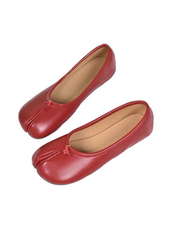 Ballet Flats Shoes for Women Dressy Dance Class Red Tabi Ballet Slippers