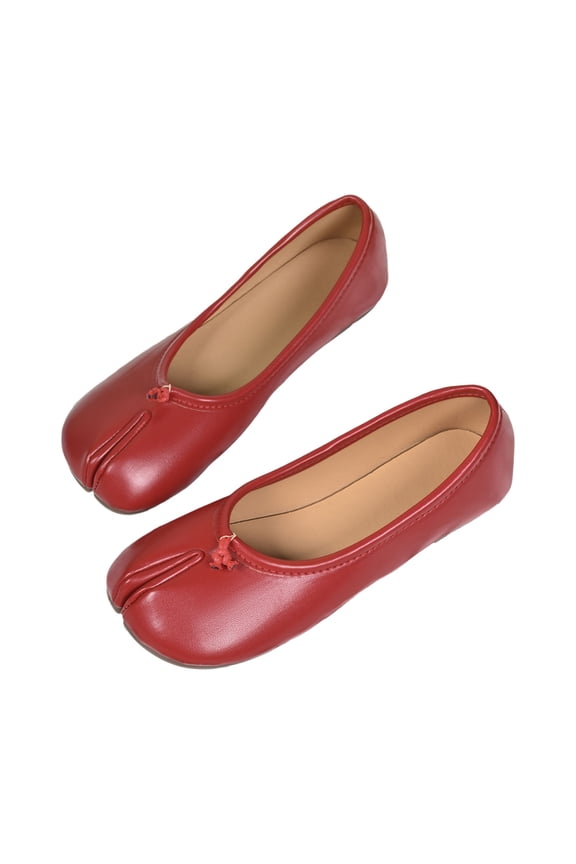 Ballet Flats Shoes for Women Dressy Dance Class Red Tabi Ballet Slippers