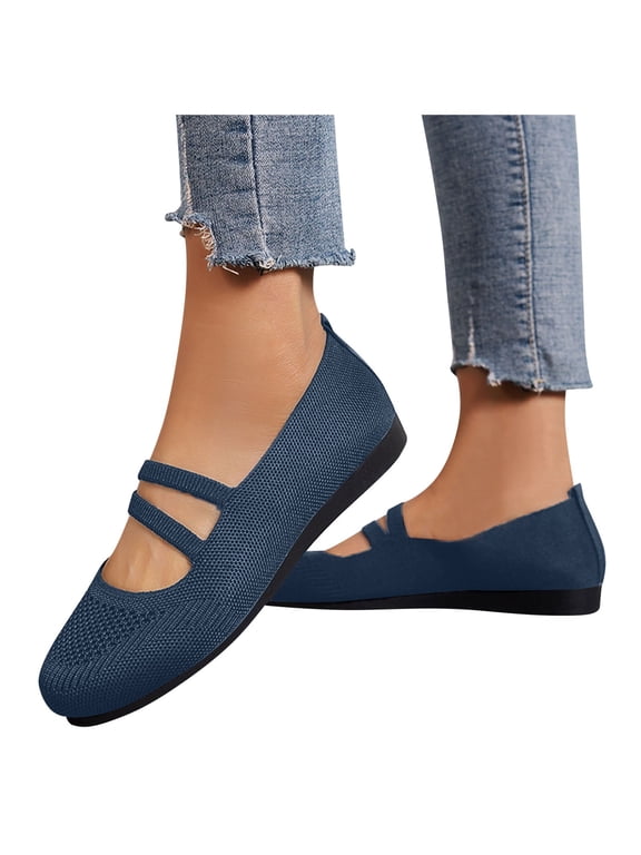 Ballet Flats Shoes for Women Slip On Knit Loafers with Arch Support Comfortable Dressy Casual Work Shoes