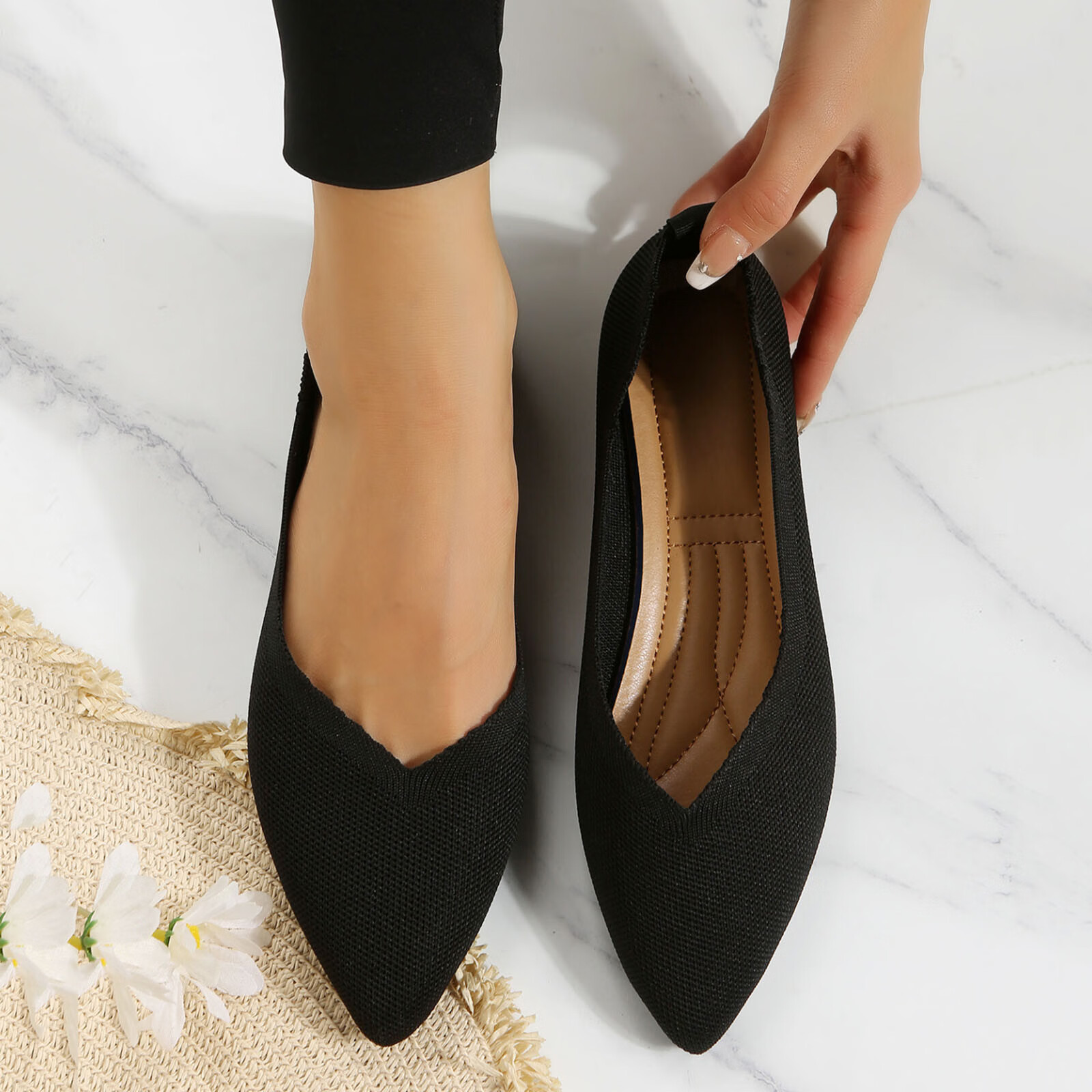 Ballet Flats Women Women Shoes Solid Color Flat Bottom Breathable 