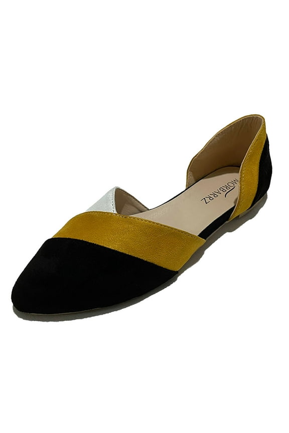 Ballet Flats for Women Closed Pointed Toe No Heel Loafers Casual Slip On Loafers Fashion Color Block Work Office Walking Sandals Shoes