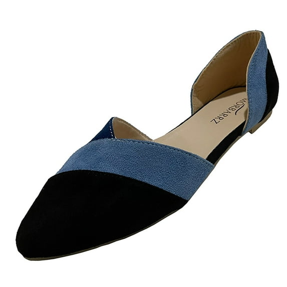 Ballet Flats for Women Closed Pointed Toe No Heel Loafers Casual Slip On Loafers Fashion Color Block Work Office Walking Sandals Shoes