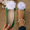 thumbnail image 1 of Ballet Flats for Women Cute Floral Soft Sole Casual Versatile Breathable Comfortable Loafers Flats Slip On Dress Shoes White 6.5, 1 of 9