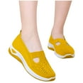 thumbnail image 1 of Ballet Flats for Women Round Toe Mary Jane Shoes Comfortable Dressy Women Flats Adjustable Straps Washable Knit Slip On Shoes Yellow 4.5, 1 of 5