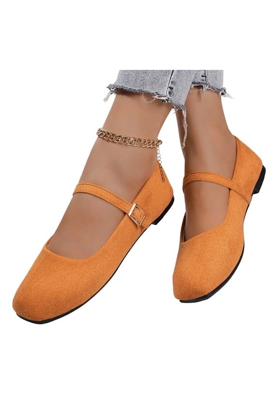 Ballet Flats for Women Slip On Square Toe Formal Wedding Flats Shoes with Low Arch Fashion Soft Sole Loafers Canvas Retro Shoes Orange 40