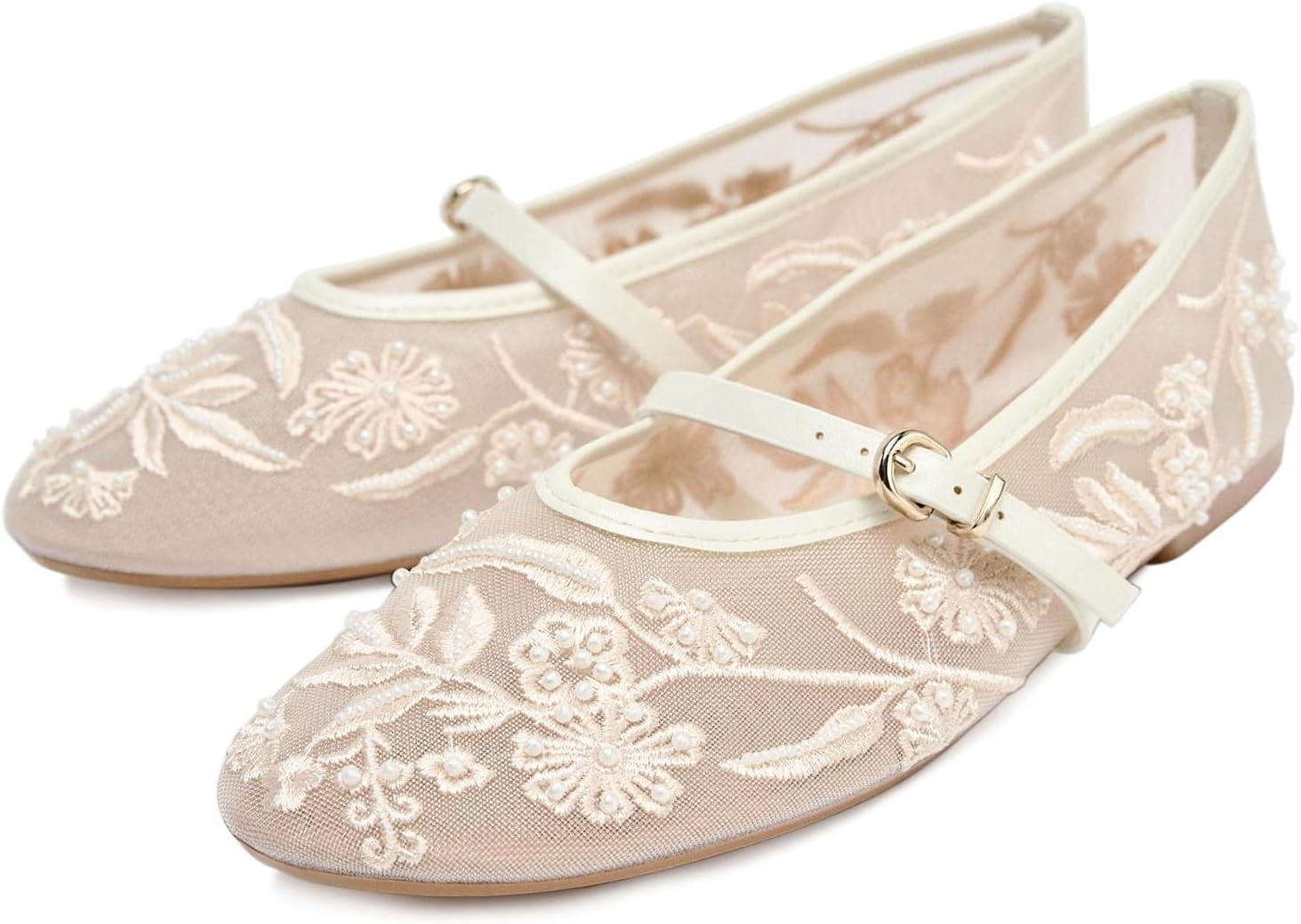 Ballet Flats with Strap for Women Floral Ballet Flats Mesh Shoes Women ...