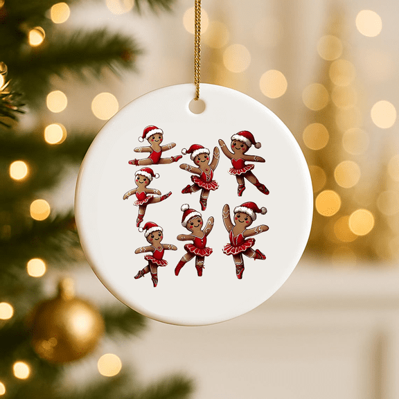 Ballet Gingerbread Ballet Dancer Dance Teacher Christmas 2D FLAT Ceramic Ornament