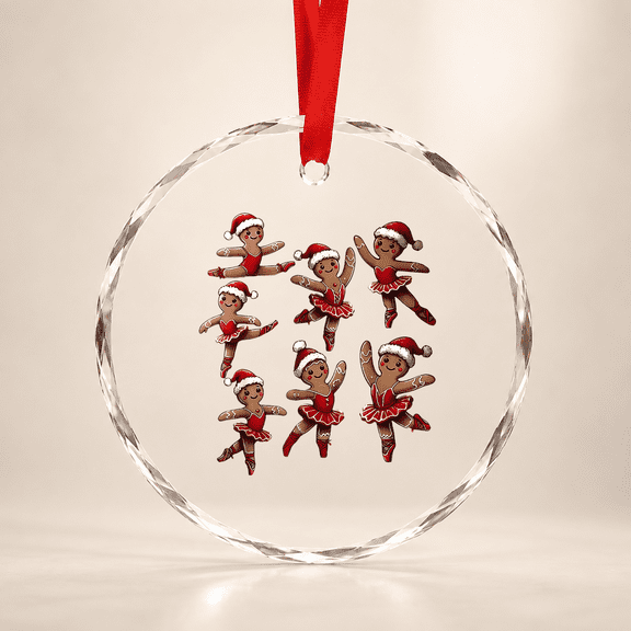 Ballet Gingerbread Dancer Dance Teacher Christmas Glass Ornament