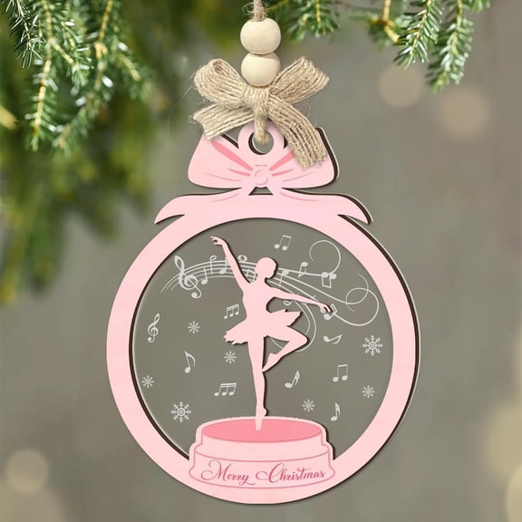 Ballet Girl Christmas Ornaments - Wooden Acrylic Ballerina Tree Decoration Indoor, Outdoor - Pink Holiday Ornament for Ballet Lovers, Dancers, Teachers, Girls & Women - Nutcracker Gift Idea undefined