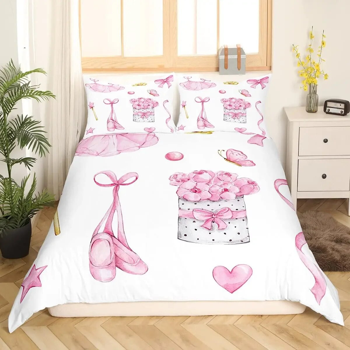 Ballet Girl Duvet Cover Set Pink Lovely Little Ballerinas Bedding Set