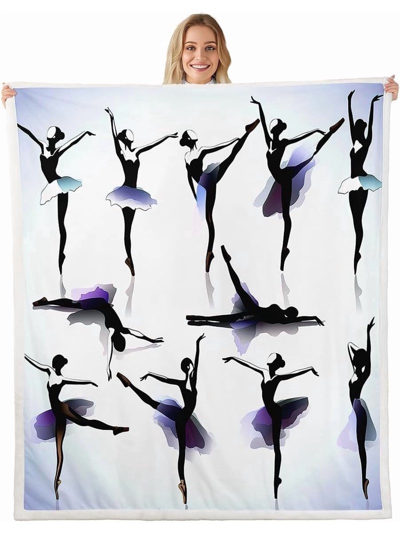 Graceiful Ballet Girl Plush Graceful Dancer Sherpa Fleece Throw for Girls Women ...