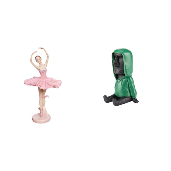 Ballet Girl Sculpture Moai Statue Resin Figurine Lifelike Design Suitable for Study Room Bedroom Office Shelf
