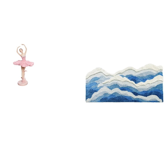 Ballet Girl Statue Area Rug Ballerina Figurine Flocking Material Lifelike Design for Living Room Entrance